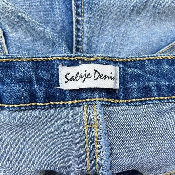 Salvaje Denim Distressed Mid Rise Stretch Denim Skinny Raw Released Hem Jeans 5 - Picture 9 of 10